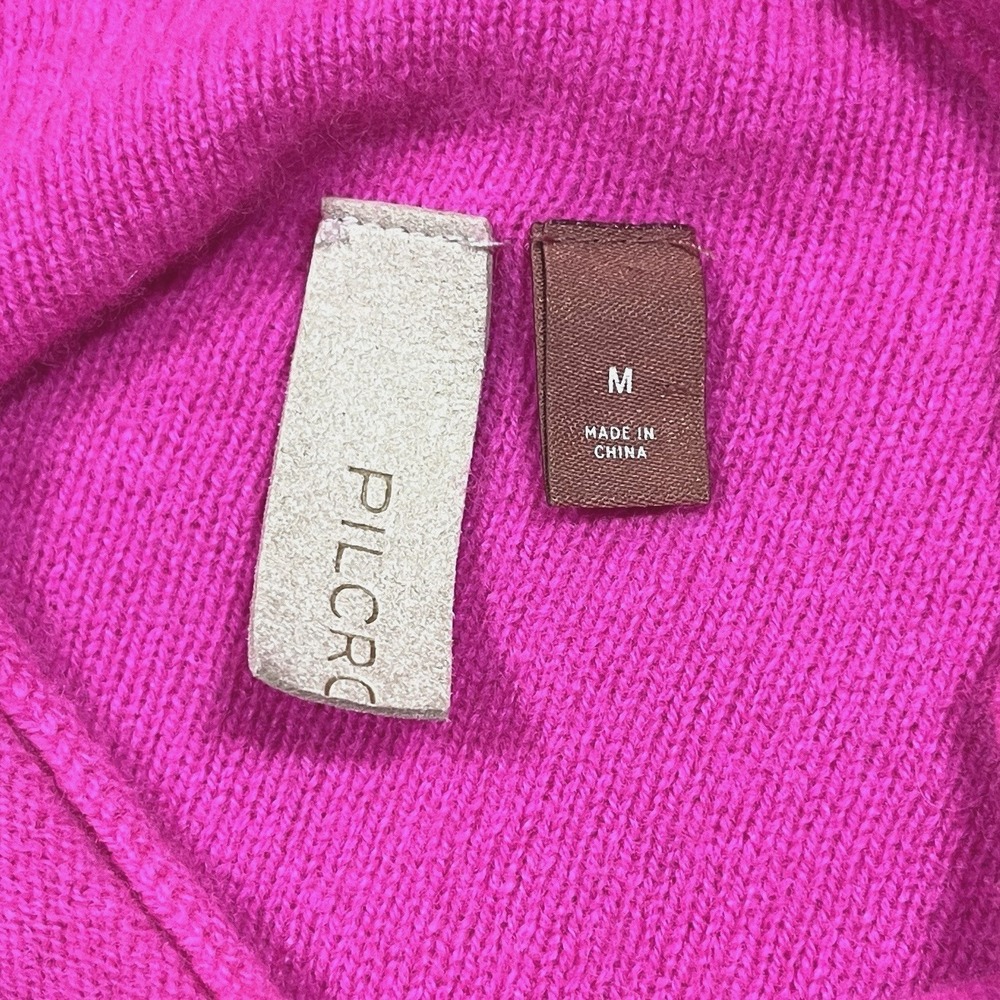 Pilcro Anthropologie Alani 100% Cashmere Mock-Neck Sweater Size M Bright Pink - Picture 7 of 10